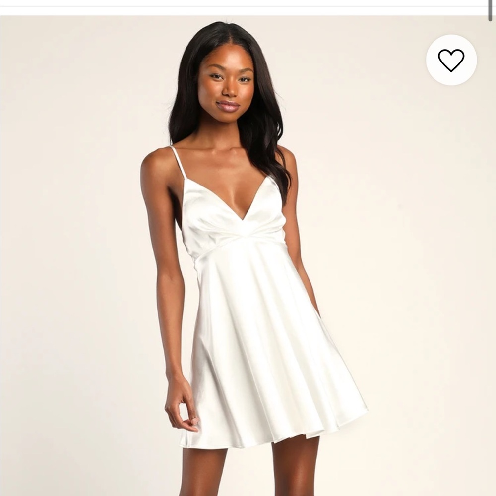 Happily Yours Ivory Satin Skater Mini Dress